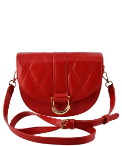 Quilted Flapover Crossbody Bag PA101 RED